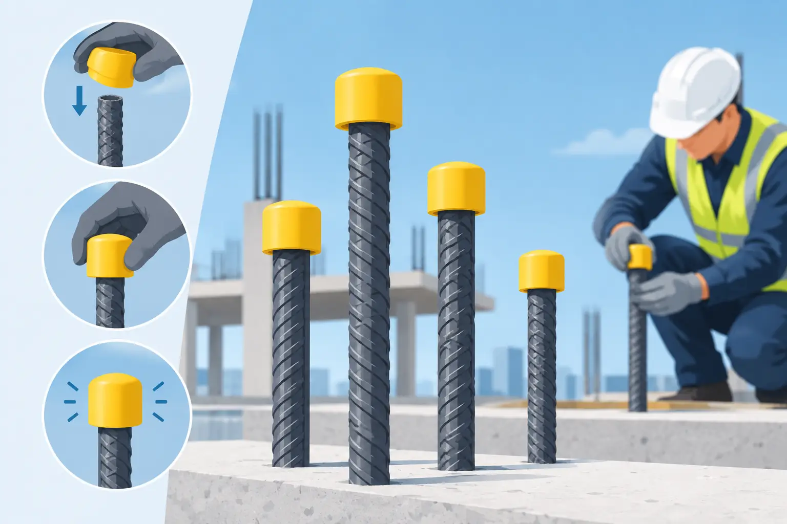How to Install Bar Caps on Exposed Rebar Safely