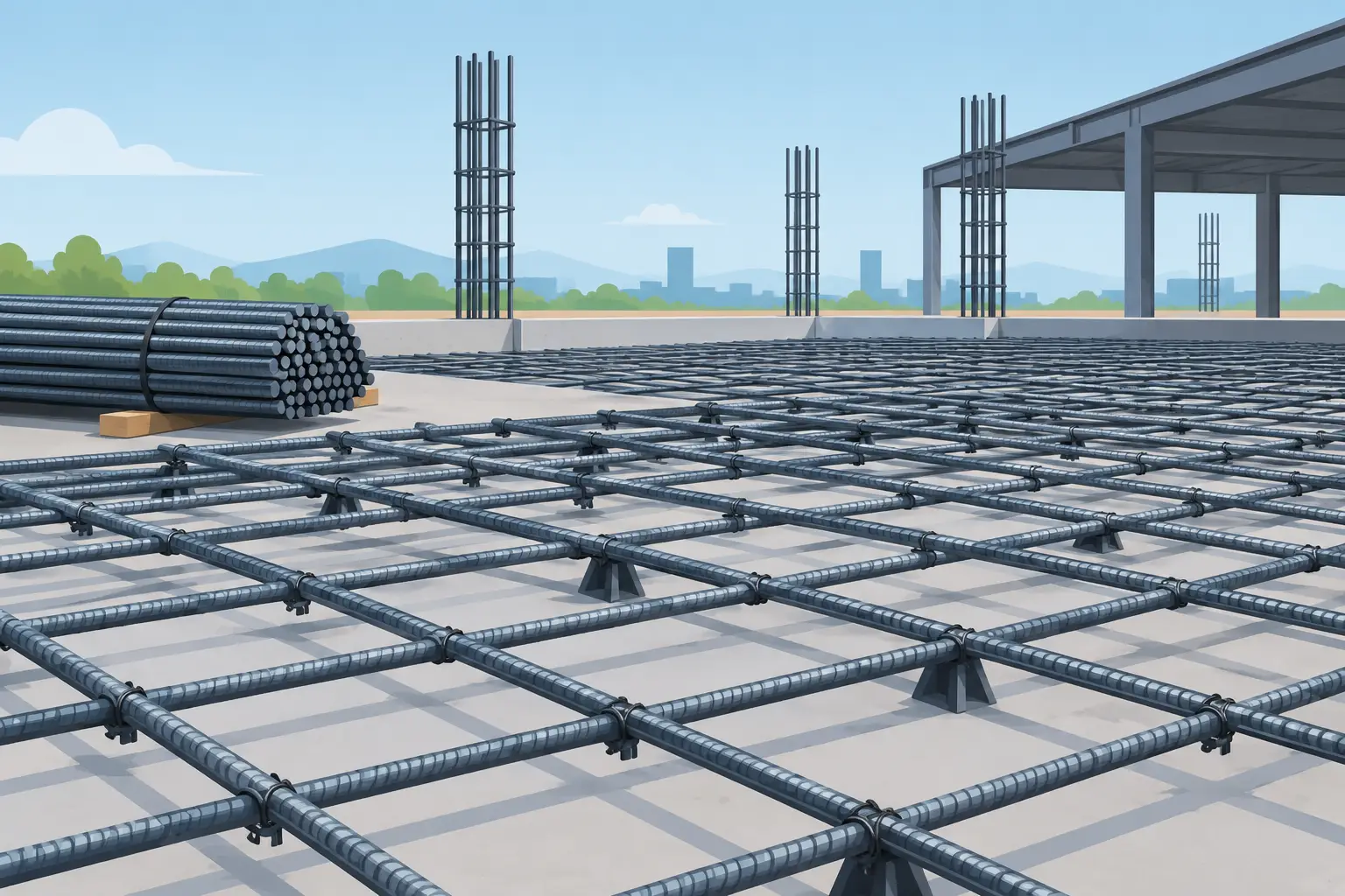 Industrial Floor Rebar Example for Slab Work